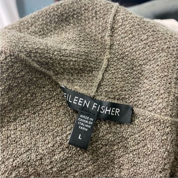 Eileen‎ Fisher Size Large Wool Cardigan Open Front Draped Brown Long Sleeve - Picture 2 of 7